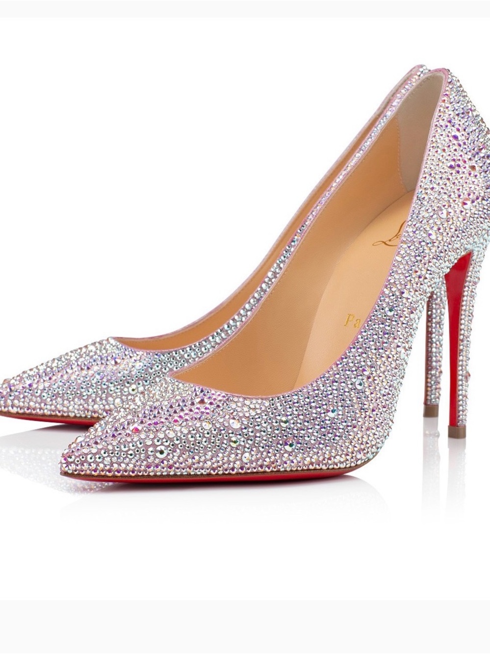Christian Louboutin Crystal-Embellished Pink Pointed-Toe Pumps